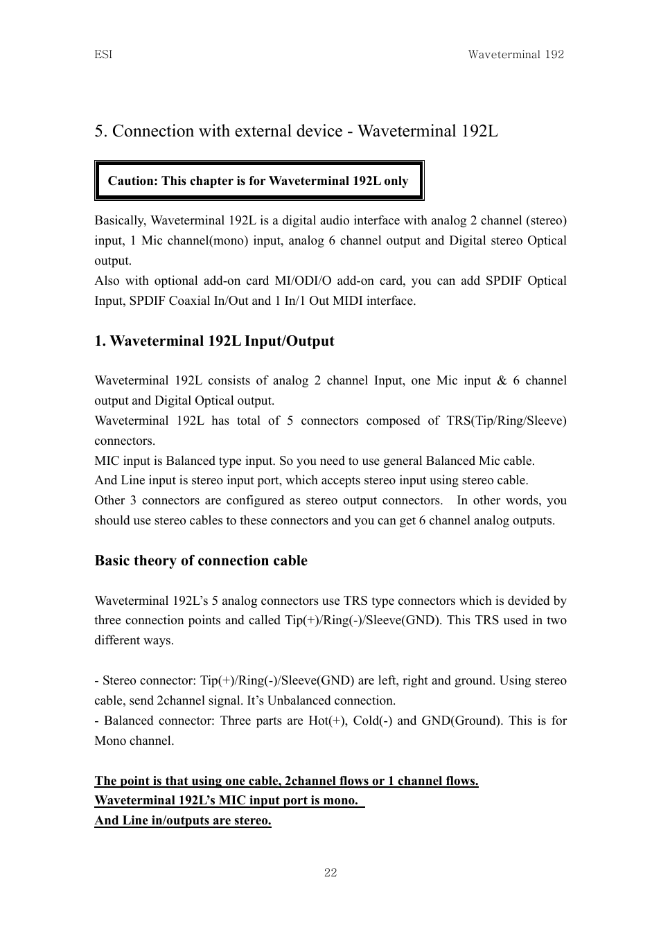 ESI Waveterminal 192L User Manual | Page 21 / 54