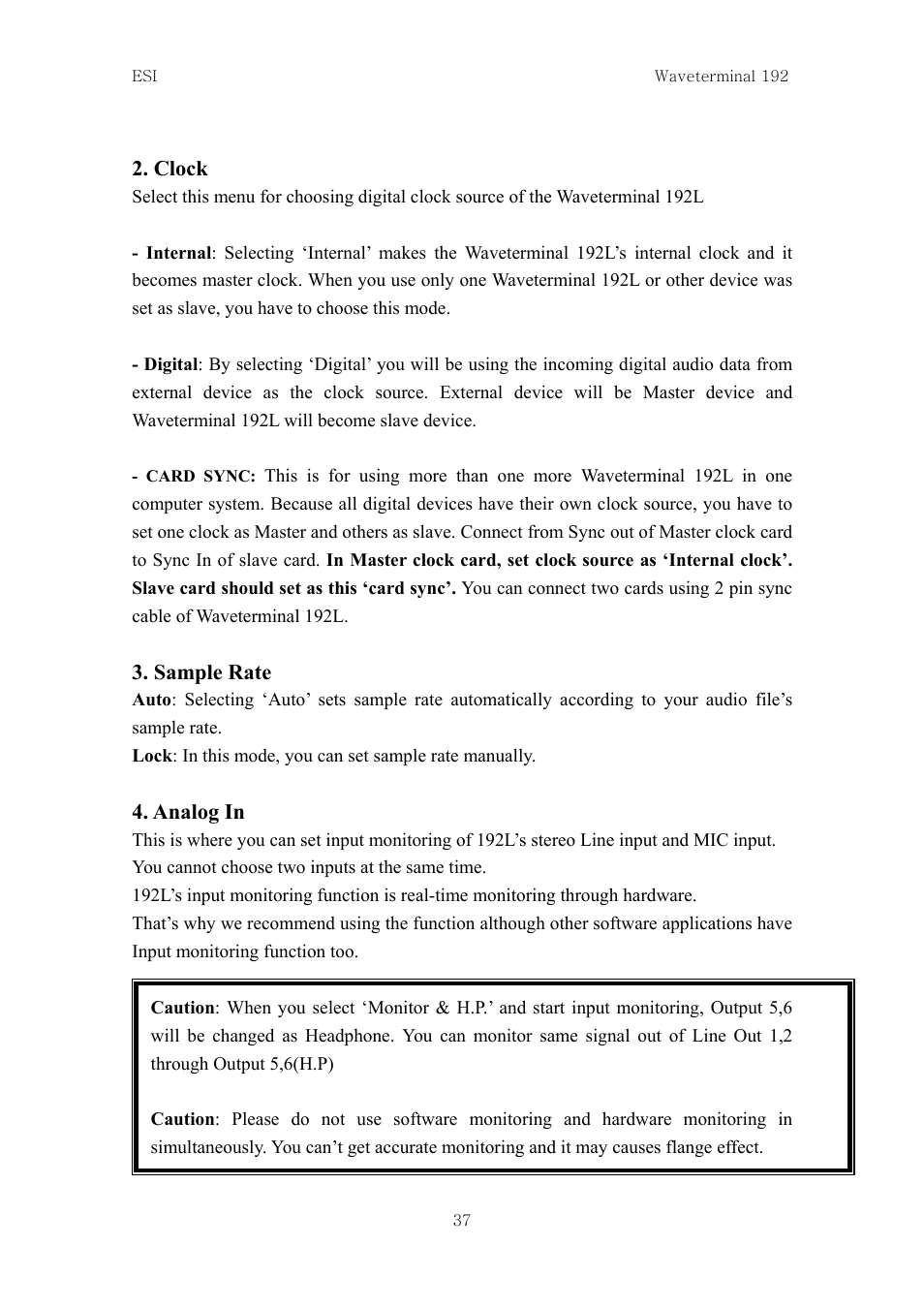 ESI Waveterminal 192L User Manual | Page 36 / 54