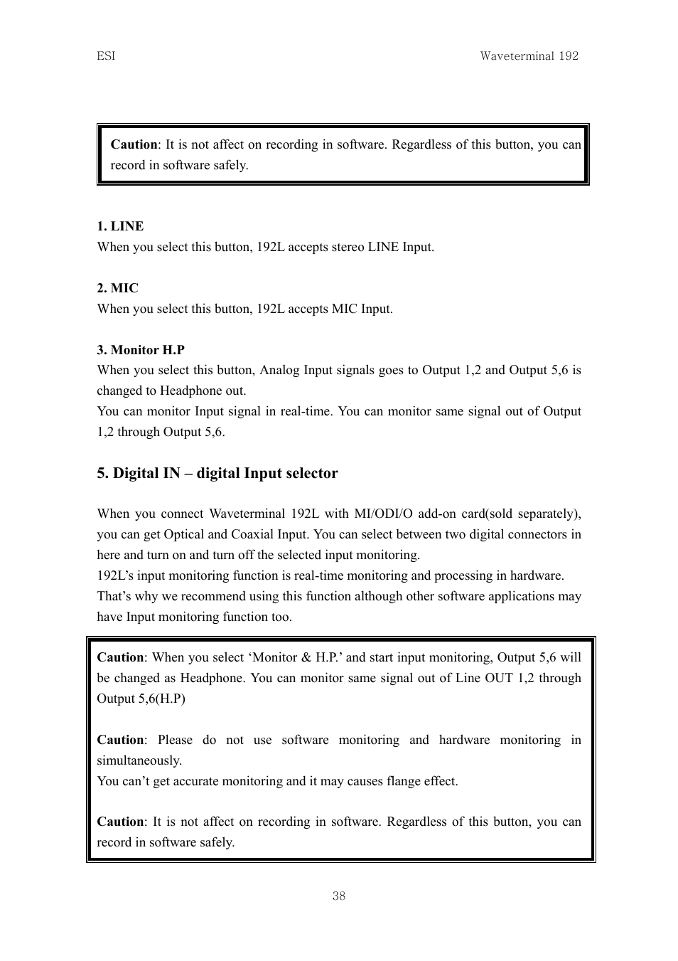 Digital in – digital input selector | ESI Waveterminal 192L User Manual | Page 37 / 54