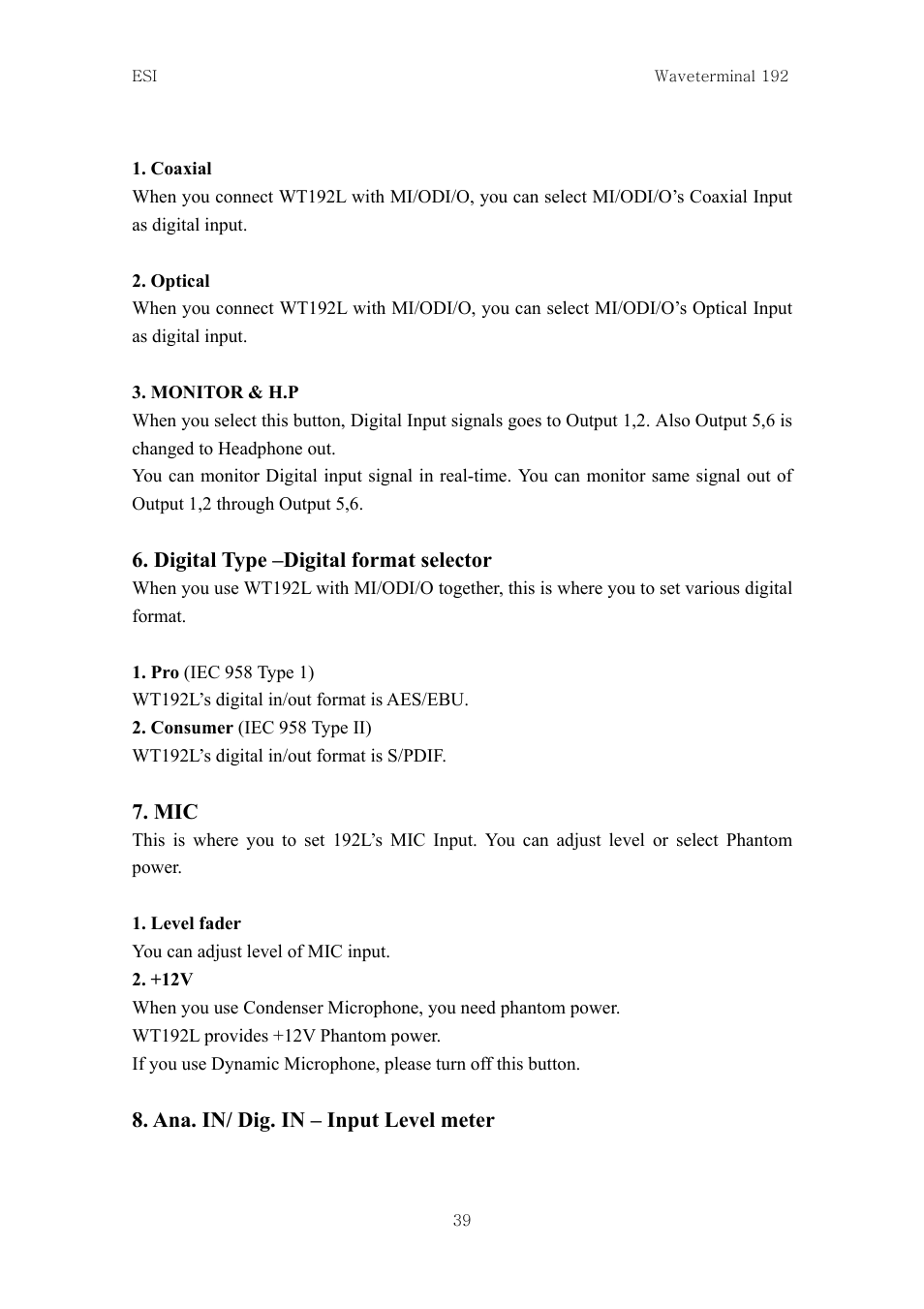 ESI Waveterminal 192L User Manual | Page 38 / 54