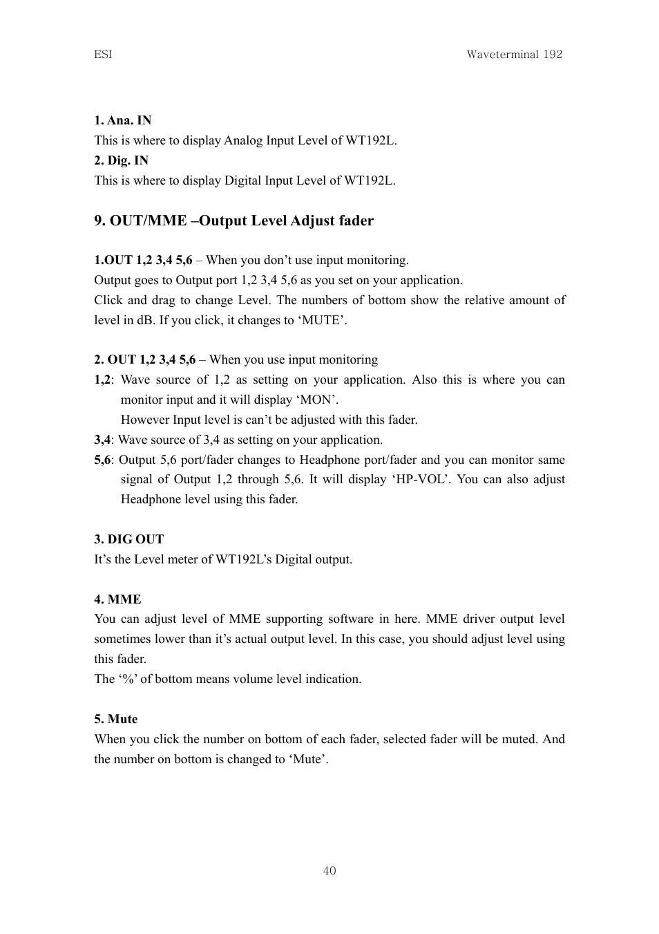 ESI Waveterminal 192L User Manual | Page 39 / 54