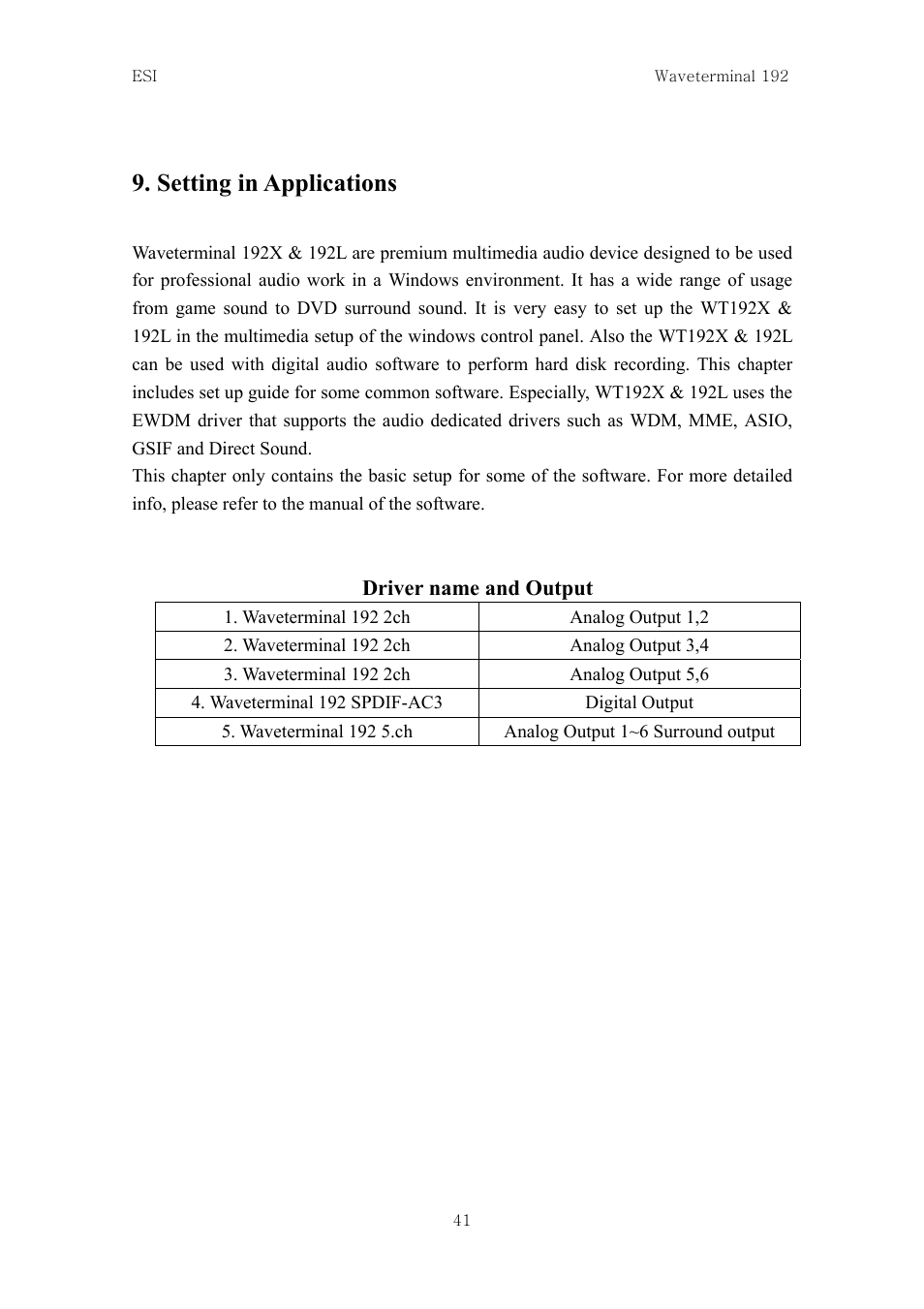 Setting in applications | ESI Waveterminal 192L User Manual | Page 40 / 54