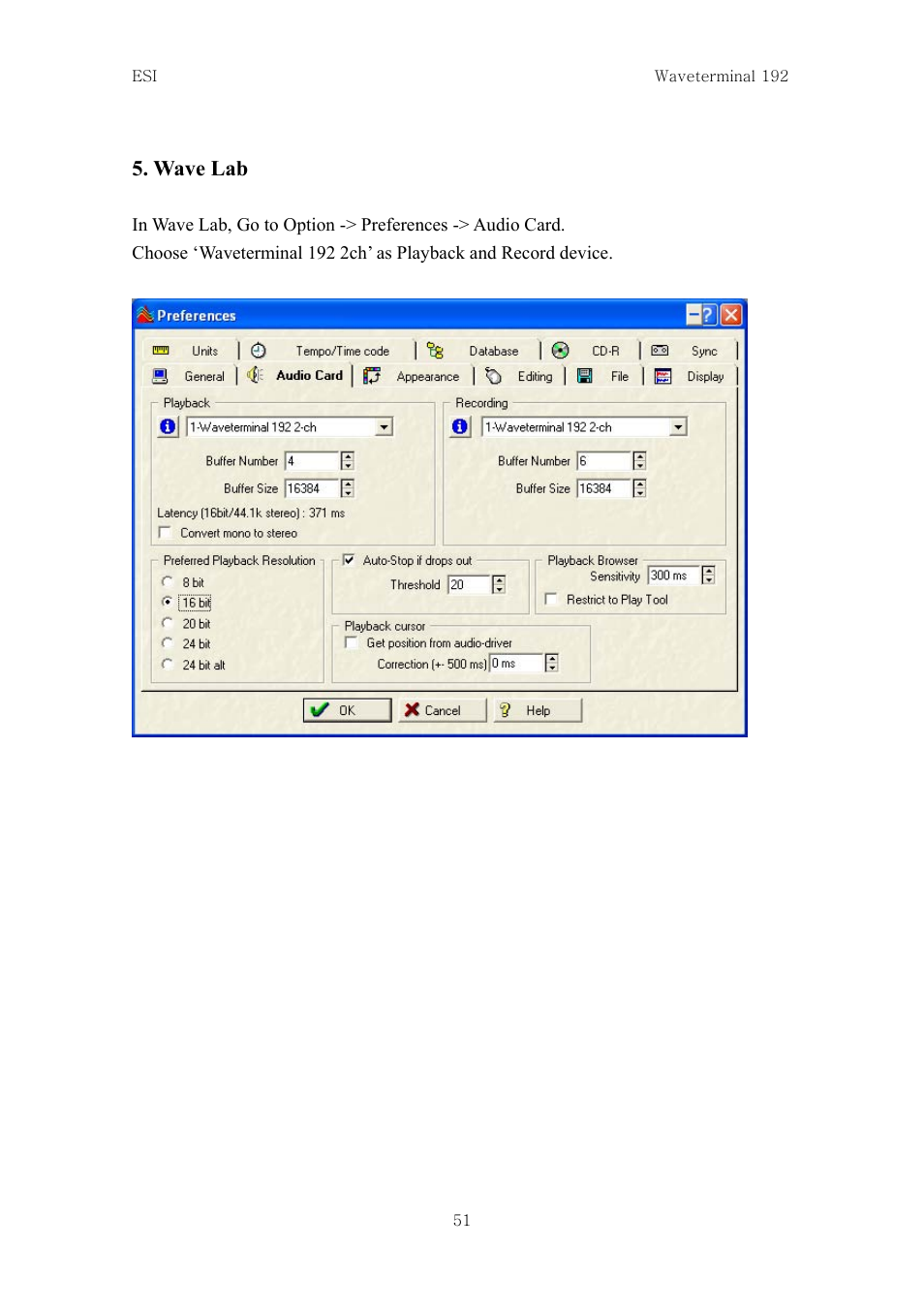 Wave lab | ESI Waveterminal 192L User Manual | Page 50 / 54