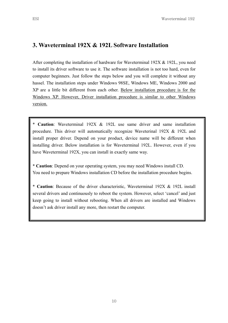 ESI Waveterminal 192L User Manual | Page 9 / 54