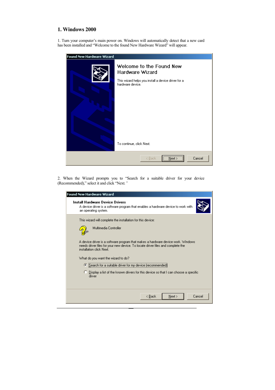 Windows 2000 | ESI Waveterminal 2496 User Manual | Page 15 / 38