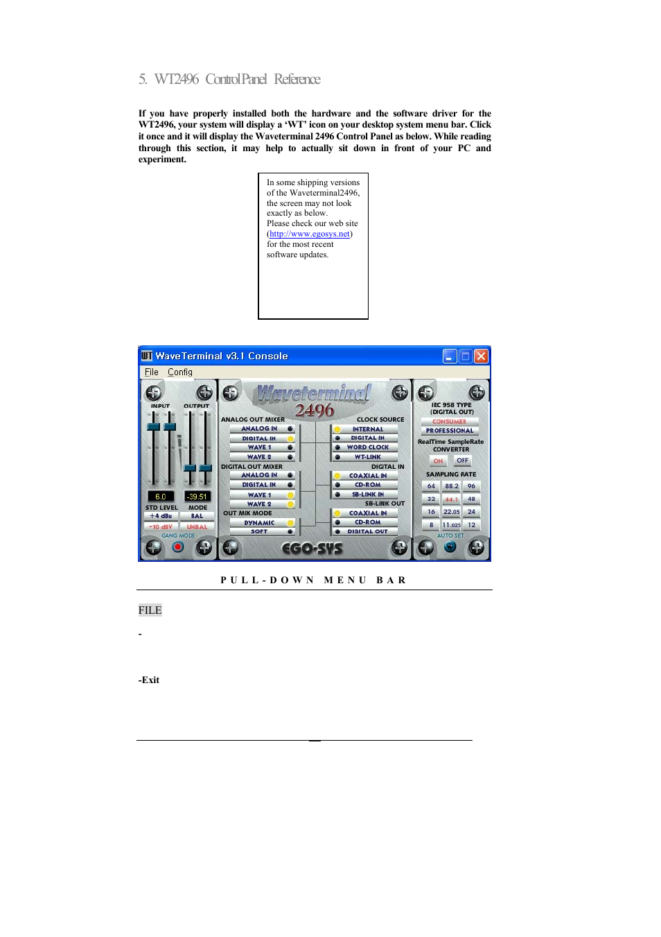Wt2496 control panel reference | ESI Waveterminal 2496 User Manual | Page 21 / 38