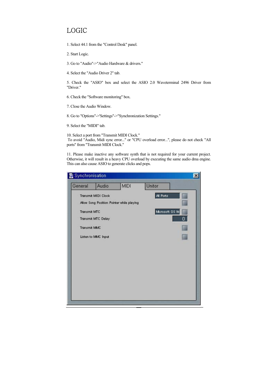 Logic | ESI Waveterminal 2496 User Manual | Page 37 / 38
