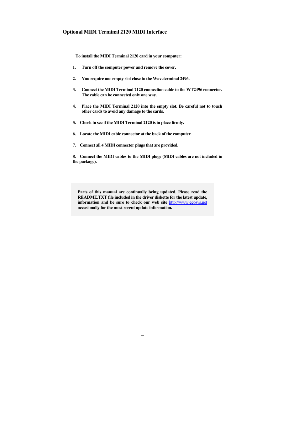 ESI Waveterminal 2496 User Manual | Page 7 / 38