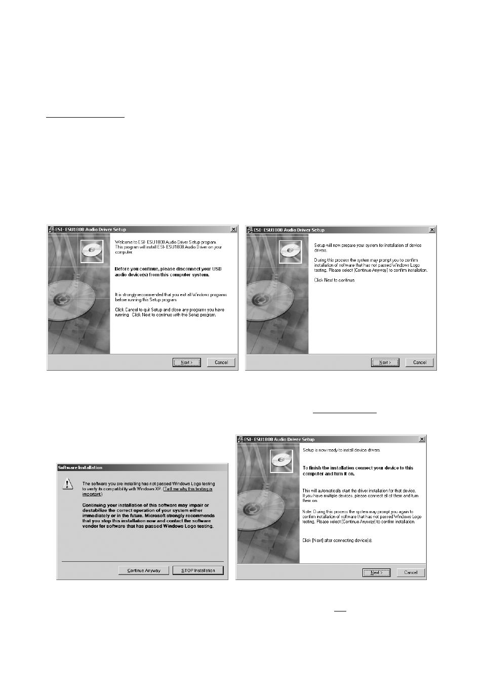 Driver installation, 1 windows | ESI ESU1808 User Manual | Page 10 / 23