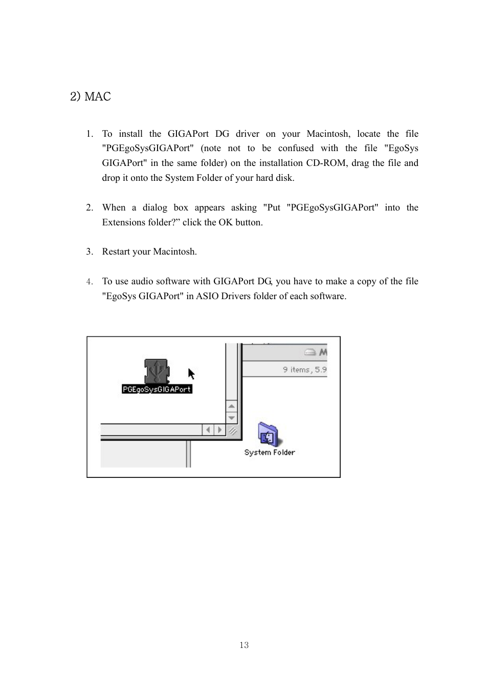 2) mac | ESI GIGAPort DG User Manual | Page 13 / 28