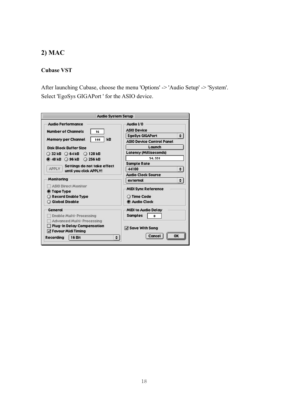 2) mac | ESI GIGAPort DG User Manual | Page 18 / 28