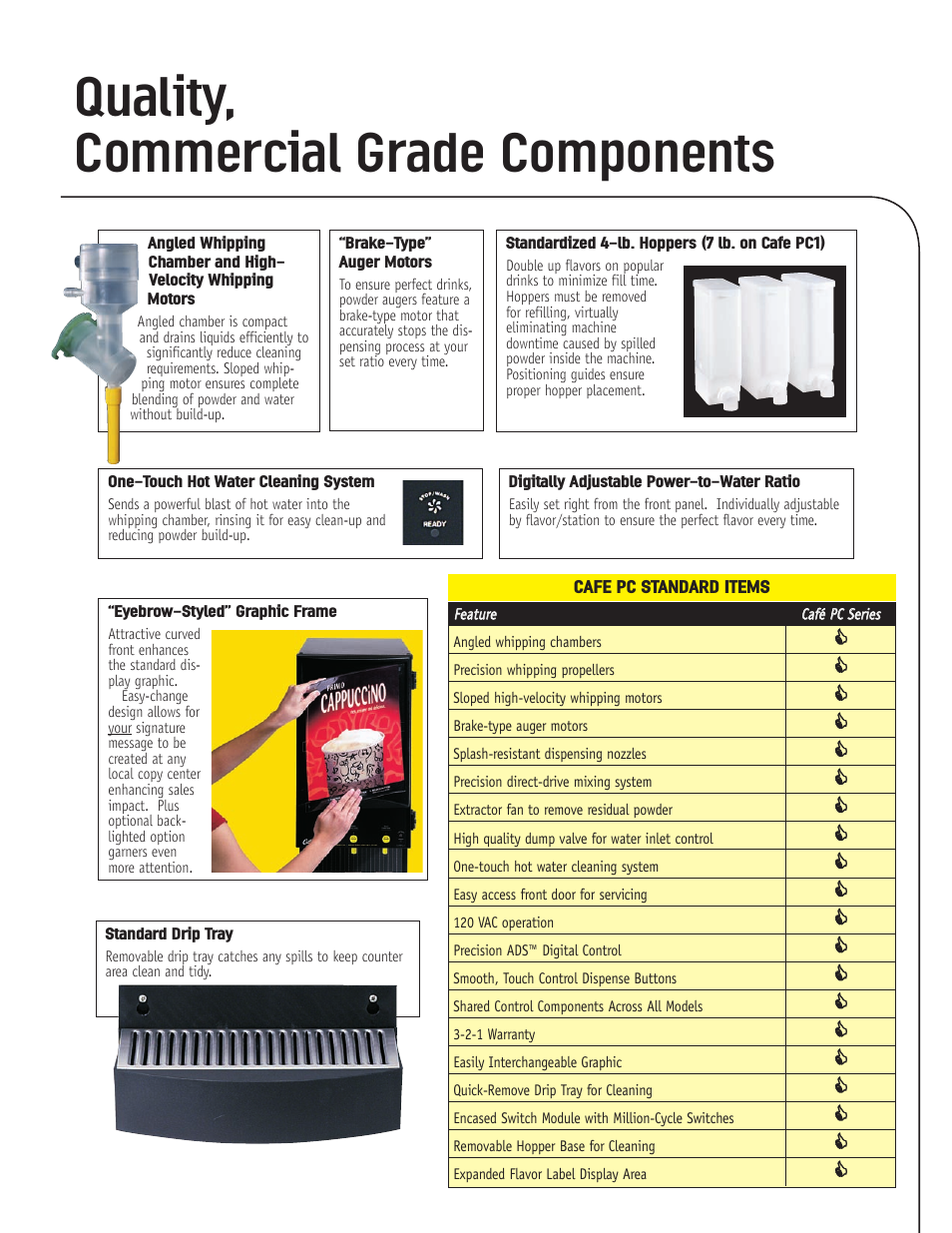 Quality, commercial grade components | Curtis PC4 User Manual | Page 3 / 4