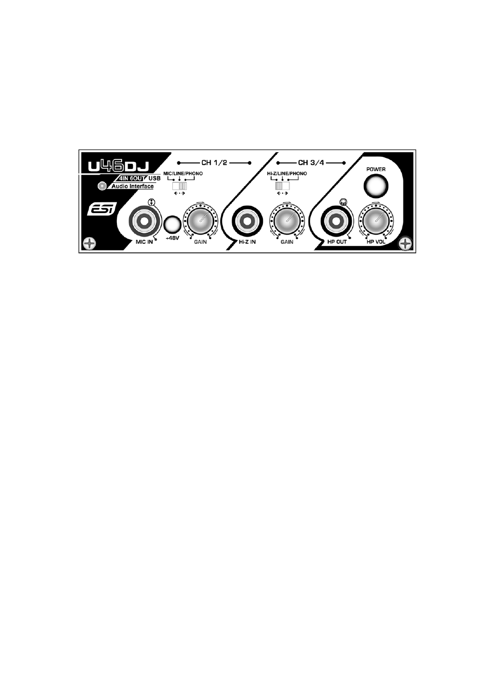 Description of u46dj, Front panel | ESI U46DJ User Manual | Page 4 / 24