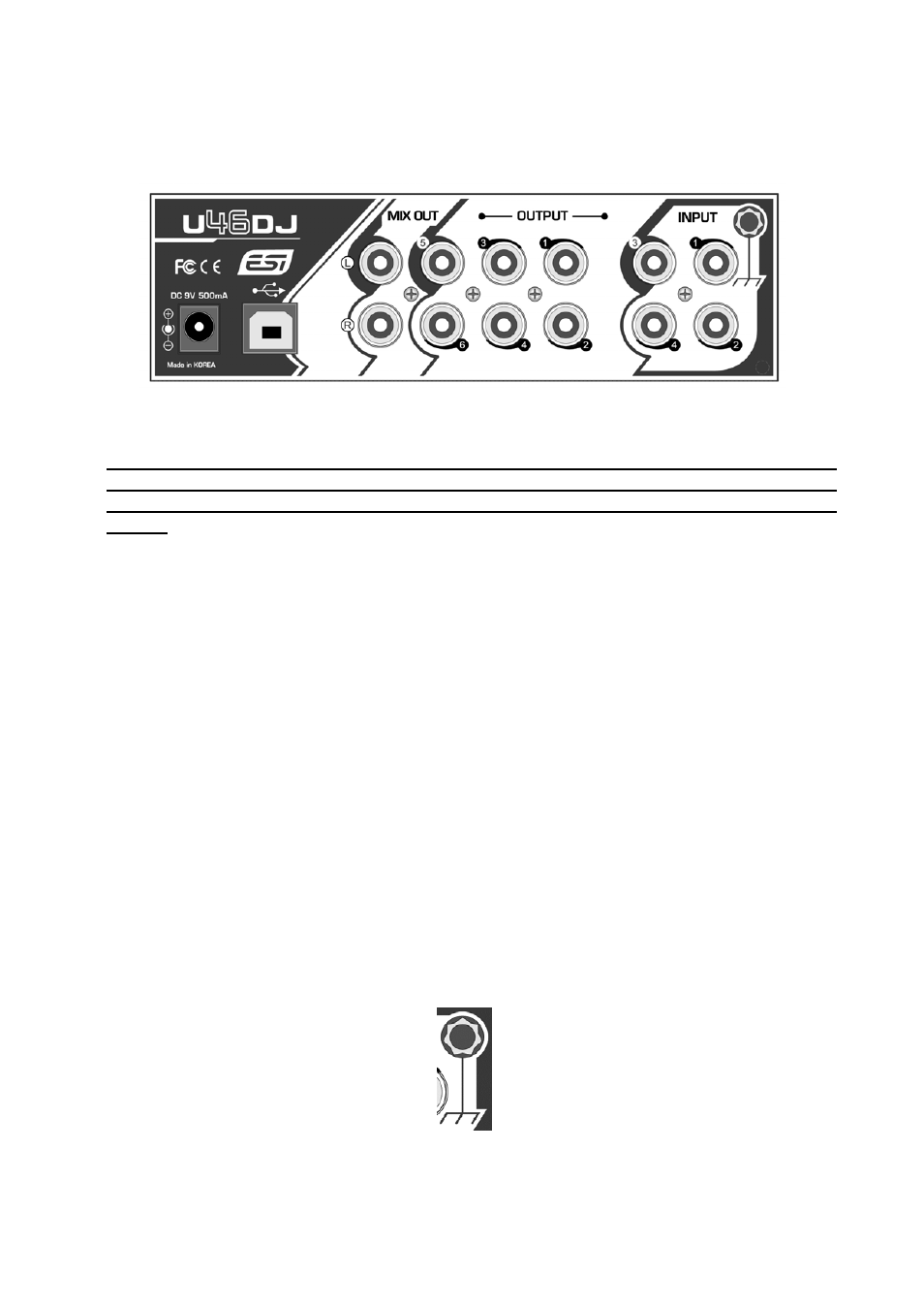 Rear panel | ESI U46DJ User Manual | Page 5 / 24