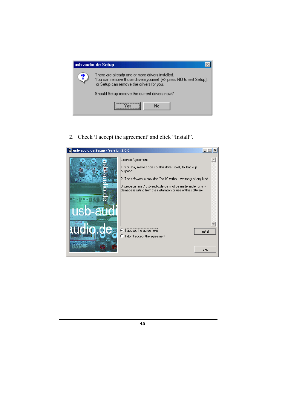 Check ‘i accept the agreement’ and click “install | ESI Waveterminal U24 User Manual | Page 13 / 60