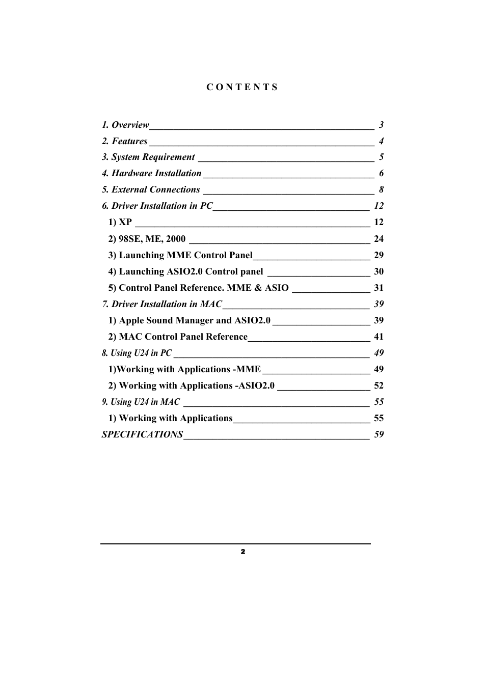 ESI Waveterminal U24 User Manual | Page 2 / 60