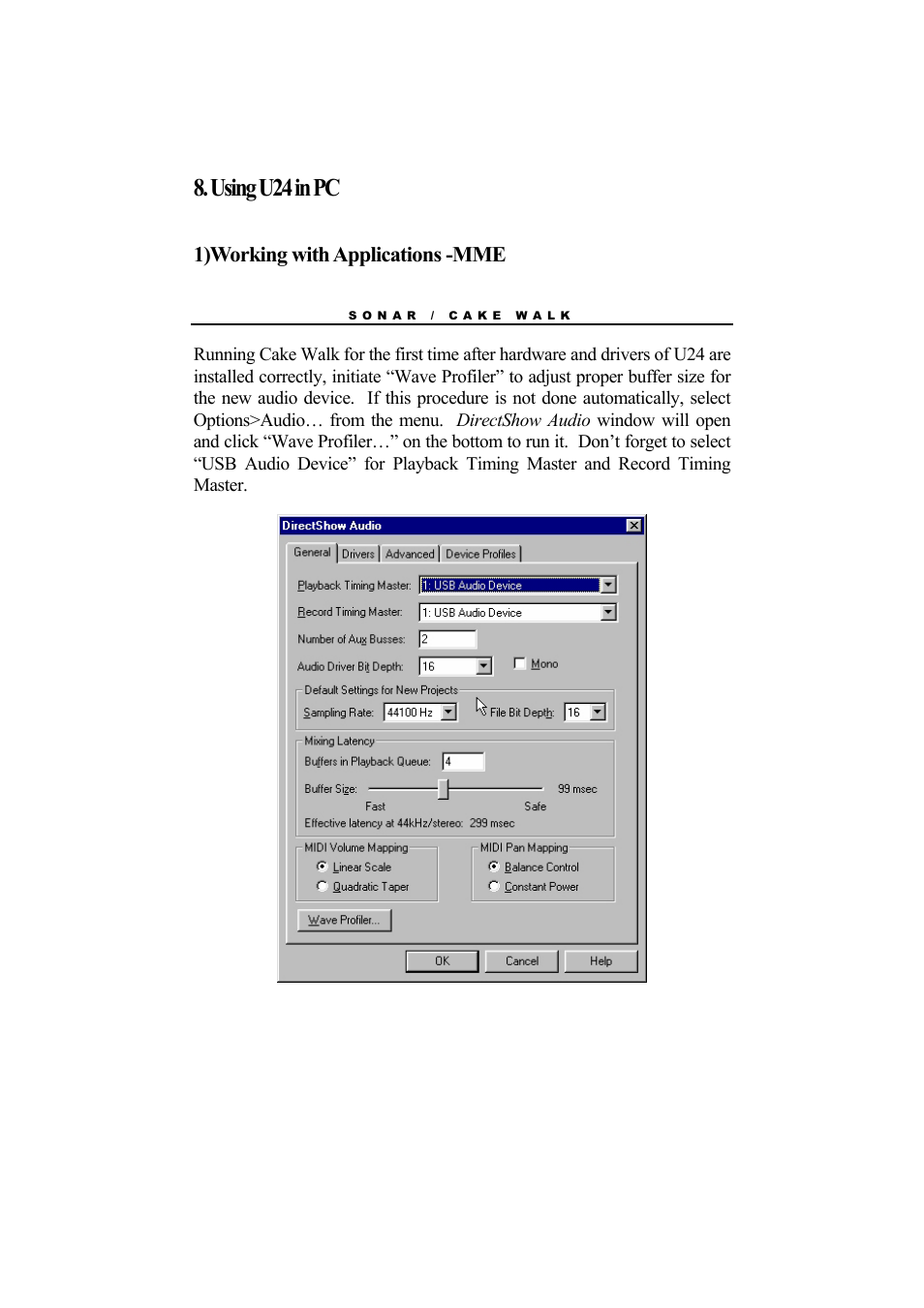 Using u24 in pc, 1)working with applications -mme | ESI Waveterminal U24 User Manual | Page 49 / 60