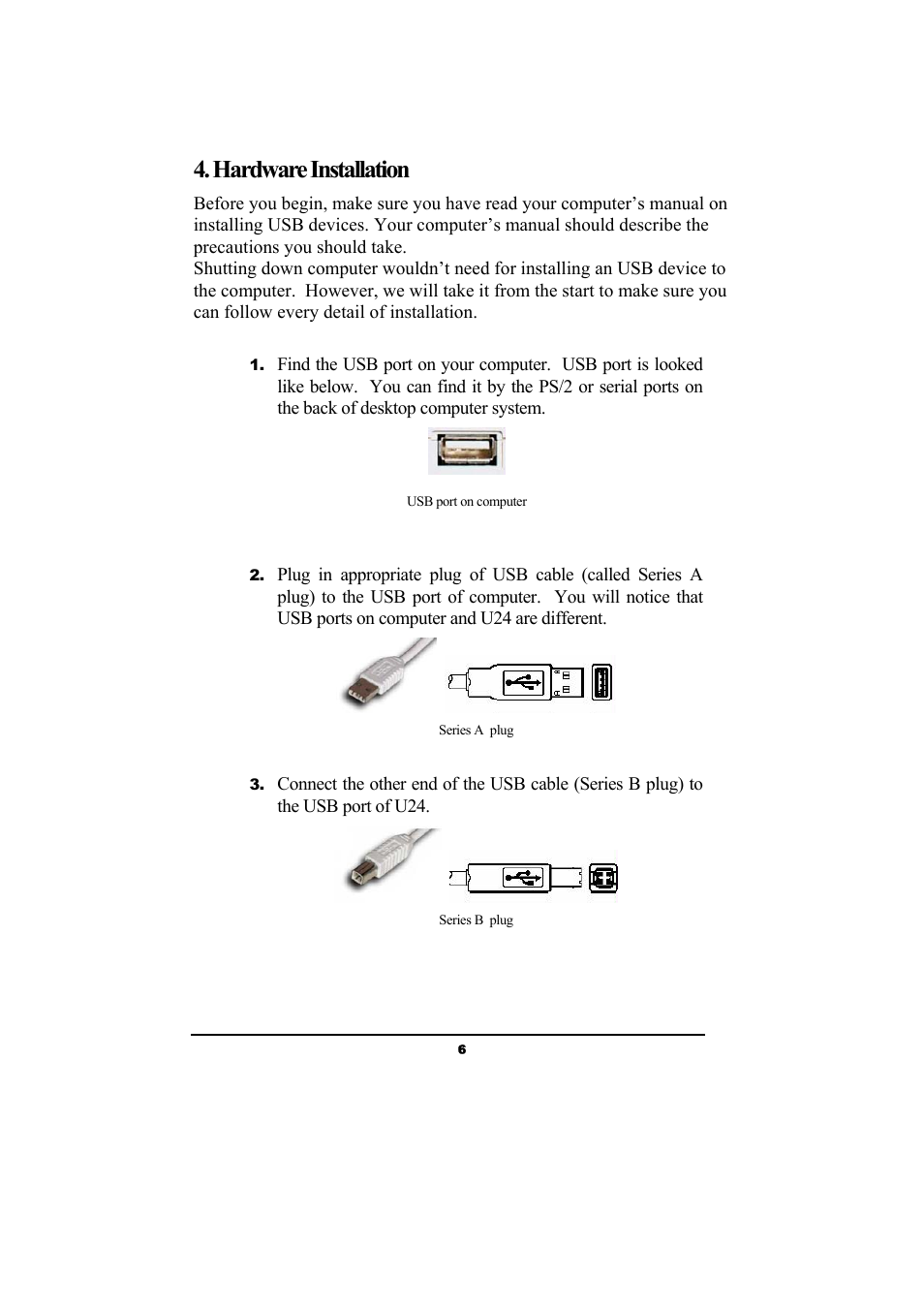 Hardware installation | ESI Waveterminal U24 User Manual | Page 6 / 60