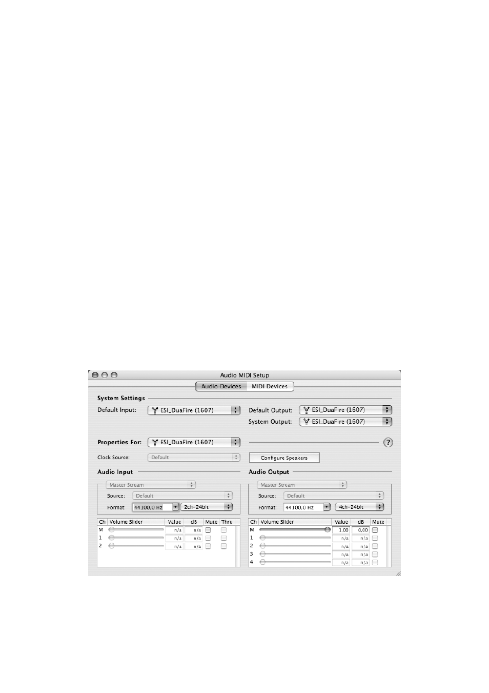 Audio applications, 1 windows multimedia setup, 3 mac os x audio midi setup | ESI DuaFire User Manual | Page 16 / 20