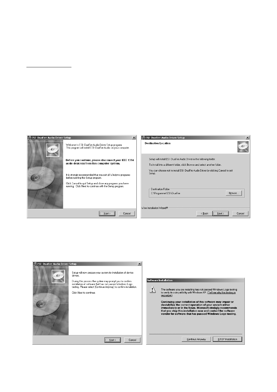 Installation, 1 windows xp | ESI DuaFire User Manual | Page 7 / 20