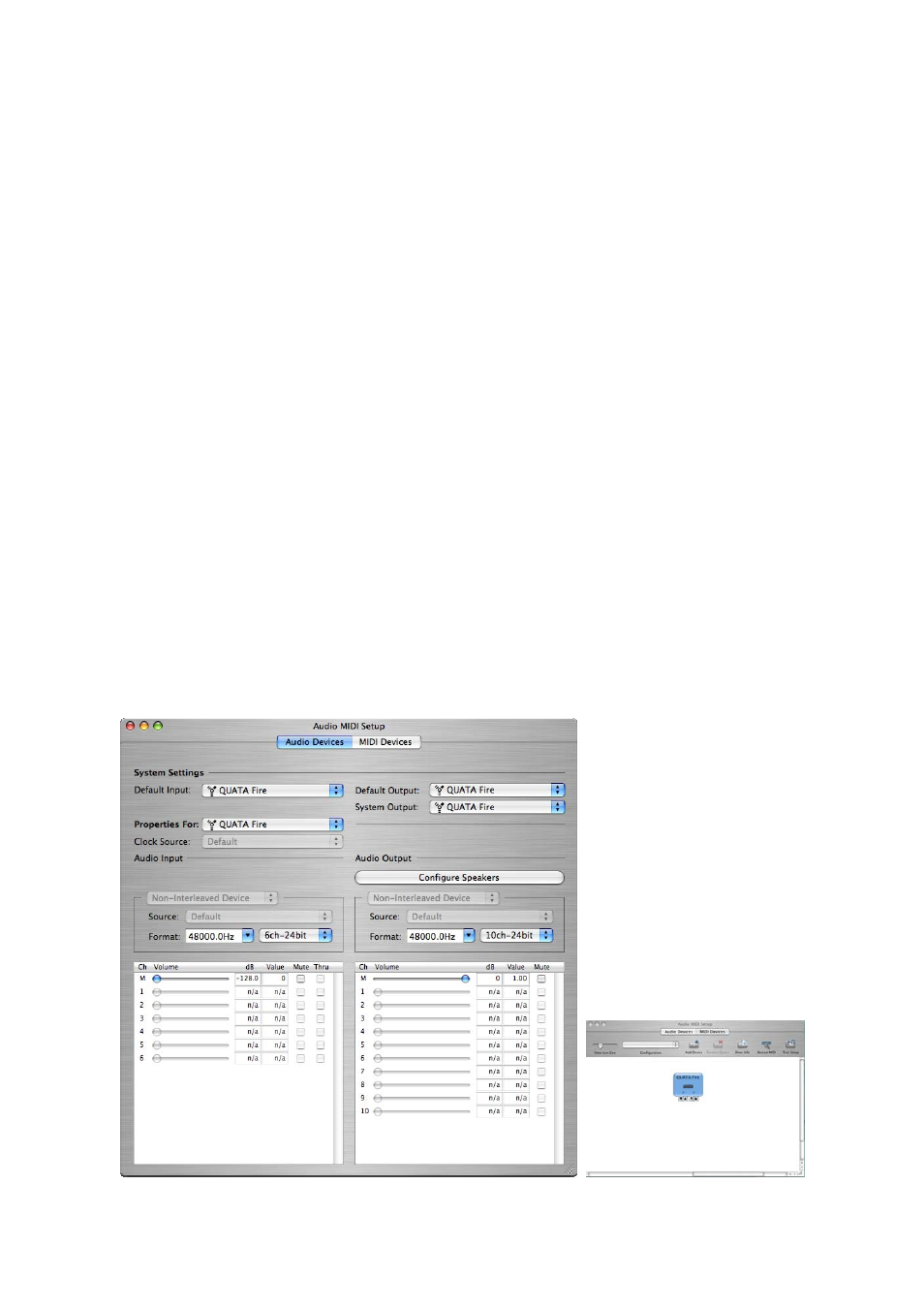 Mac osx compatibility and installation, Compatibility, Installation | Limitations, Audio midi setup | ESI QuataFire 610 User Manual | Page 21 / 28