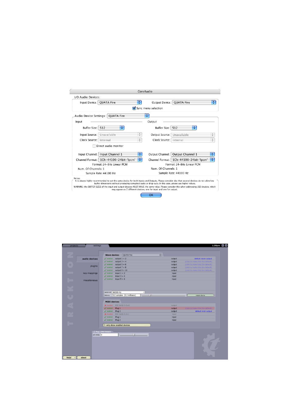 Applications setup for mac, Dsp-quattro, Tracktion | ESI QuataFire 610 User Manual | Page 25 / 28
