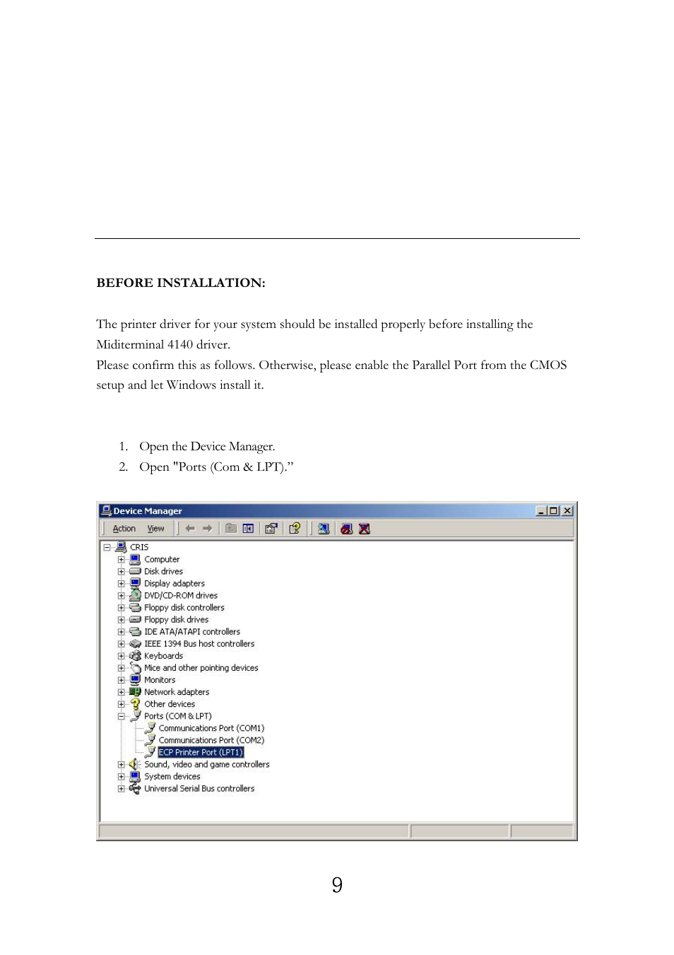 Driver installation | ESI Miditerminal 4140 User Manual | Page 10 / 28
