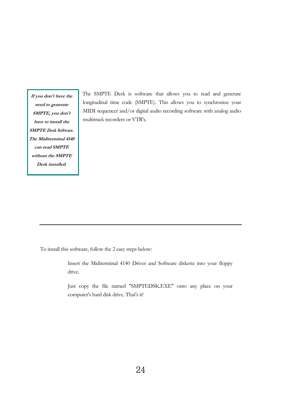 Smpte desk software | ESI Miditerminal 4140 User Manual | Page 25 / 28