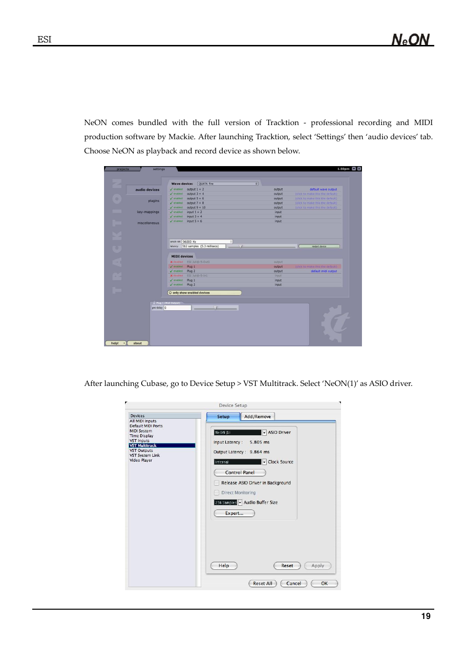 Applications setup for mac | ESI NeON User Manual | Page 19 / 32