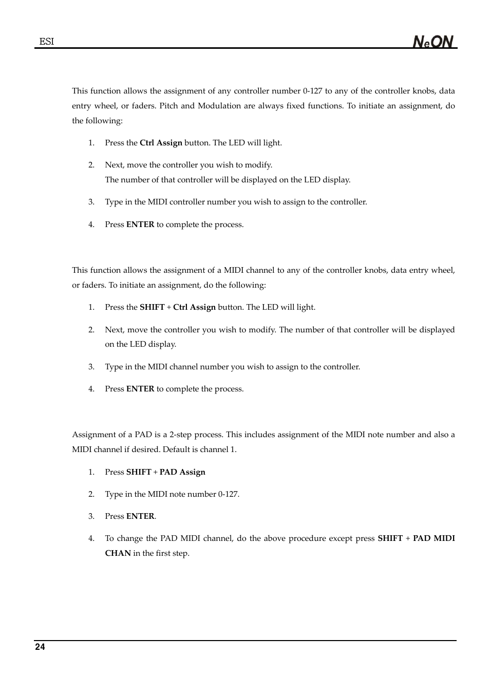 ESI NeON User Manual | Page 24 / 32