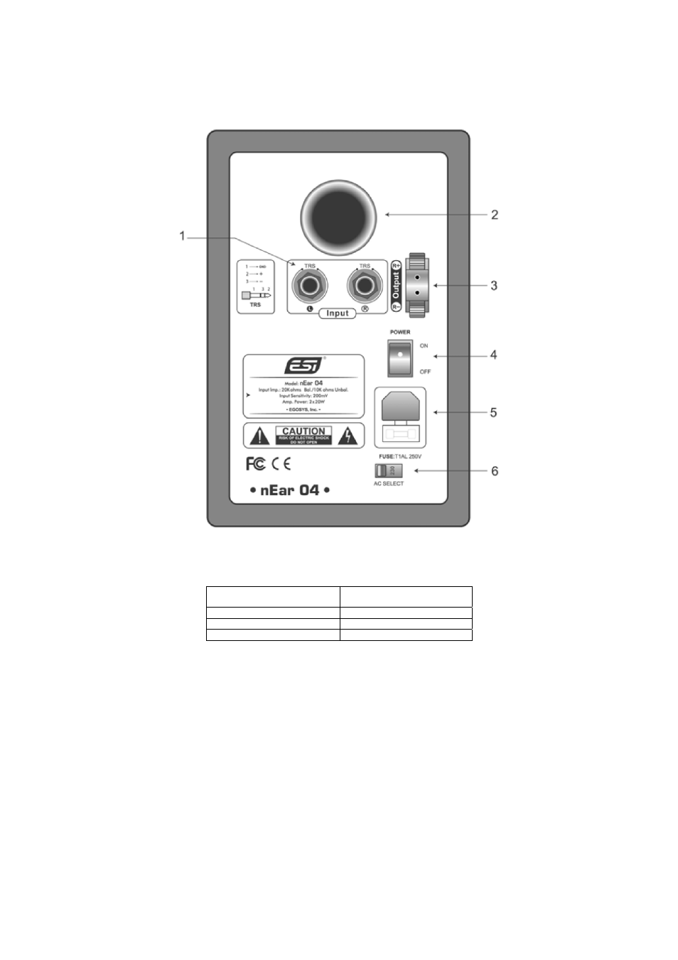 Rear panel | ESI nEar04 User Manual | Page 8 / 11