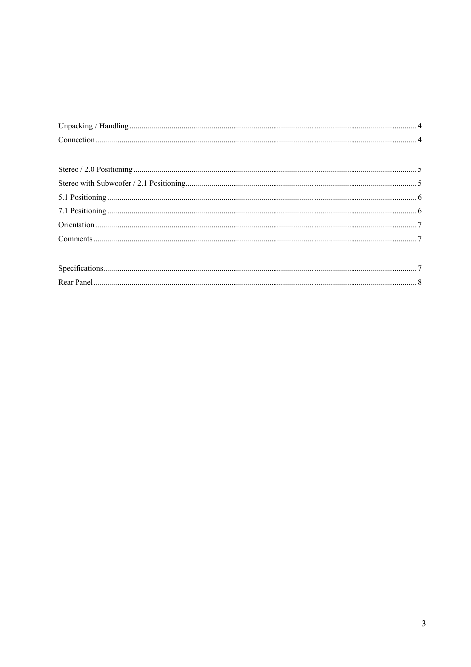 Index | ESI uniK 08 User Manual | Page 3 / 10