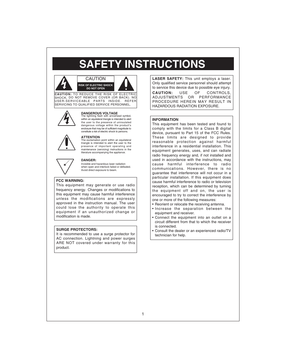 Safety instructions | Curtis CR4975 User Manual | Page 2 / 16