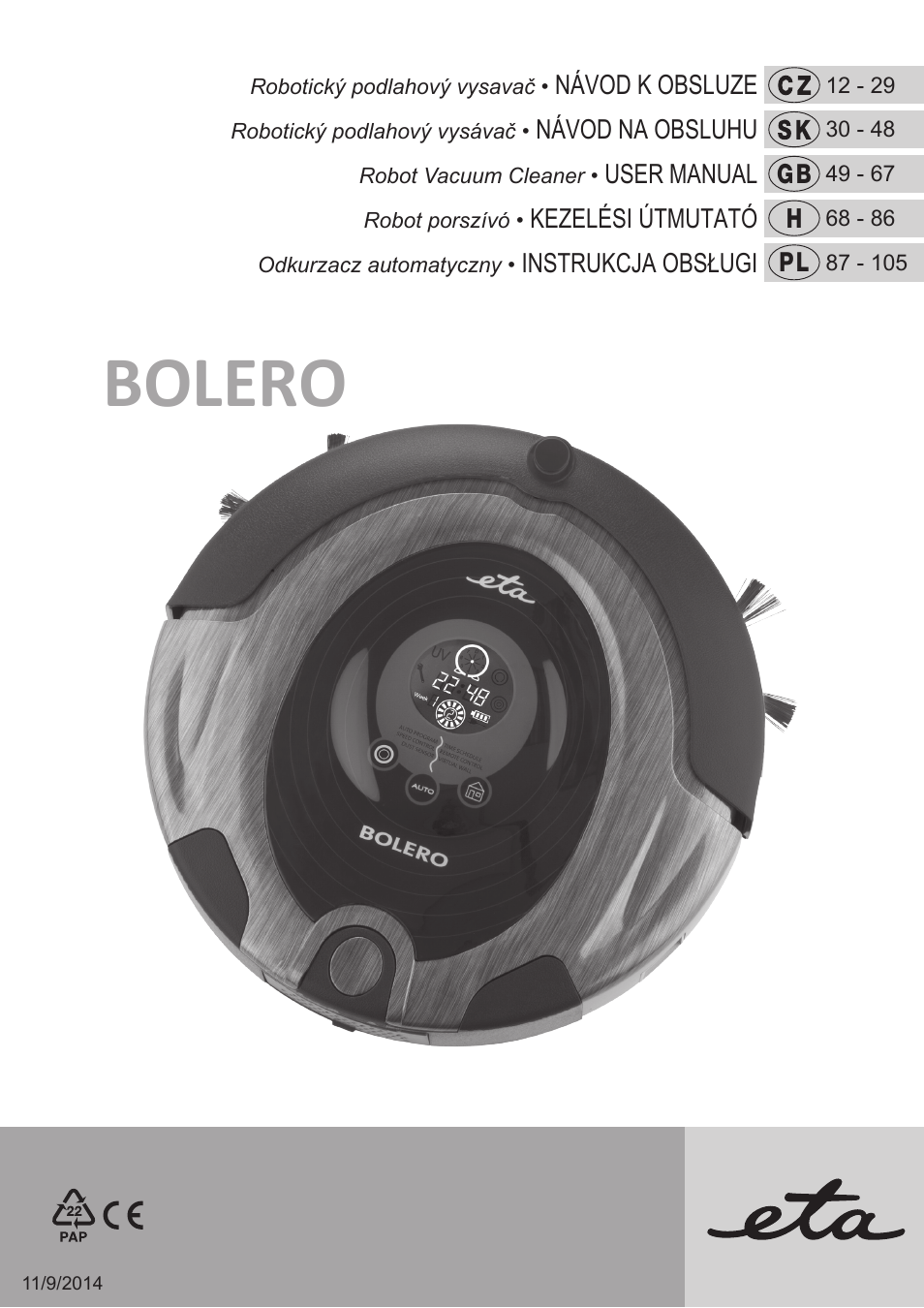 ETA Bolero User Manual | 108 pages