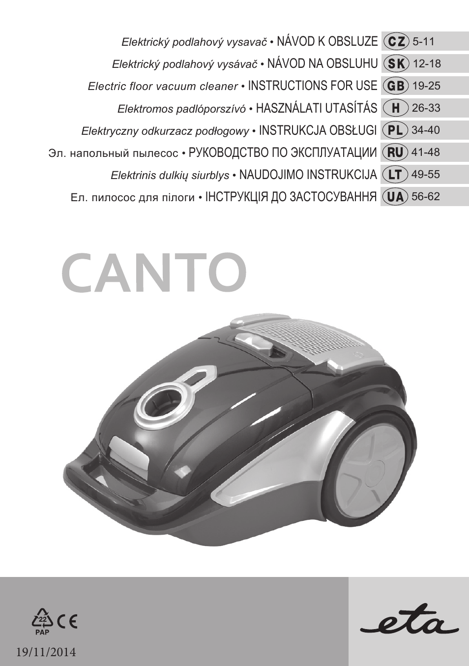 ETA Canto User Manual | 68 pages