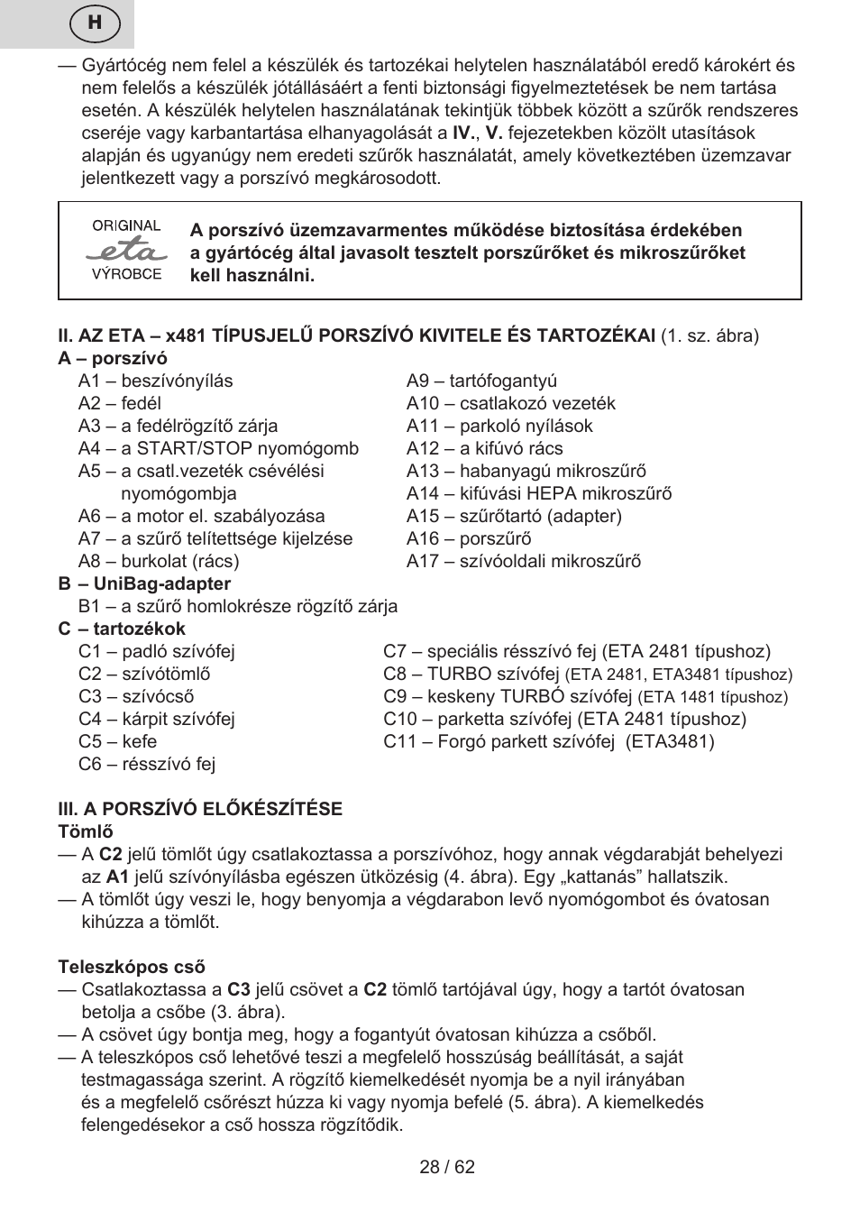 ETA Canto User Manual | Page 28 / 68