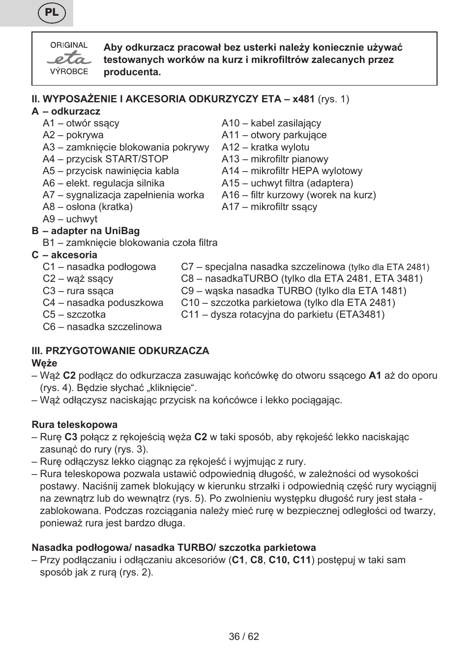 ETA Canto User Manual | Page 36 / 68