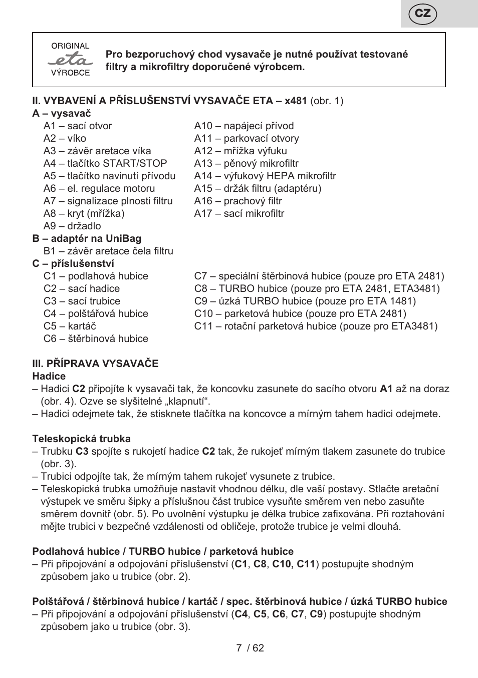 ETA Canto User Manual | Page 7 / 68