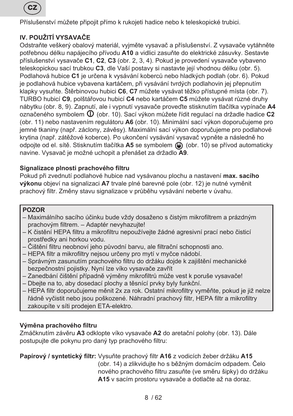 ETA Canto User Manual | Page 8 / 68