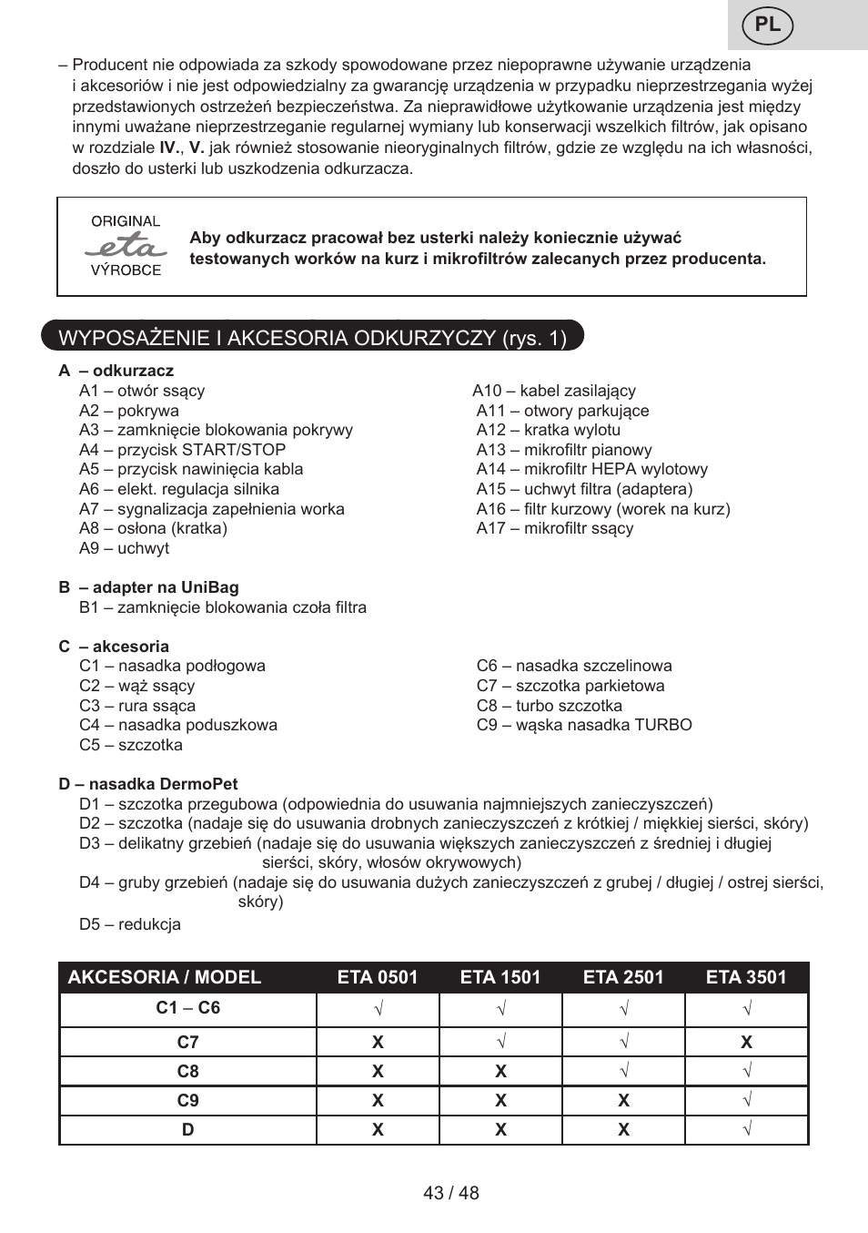 ETA Manoa Animal User Manual | Page 43 / 52
