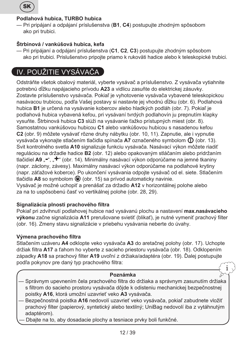 Iv. použitie vysávača | ETA Novel User Manual | Page 19 / 48