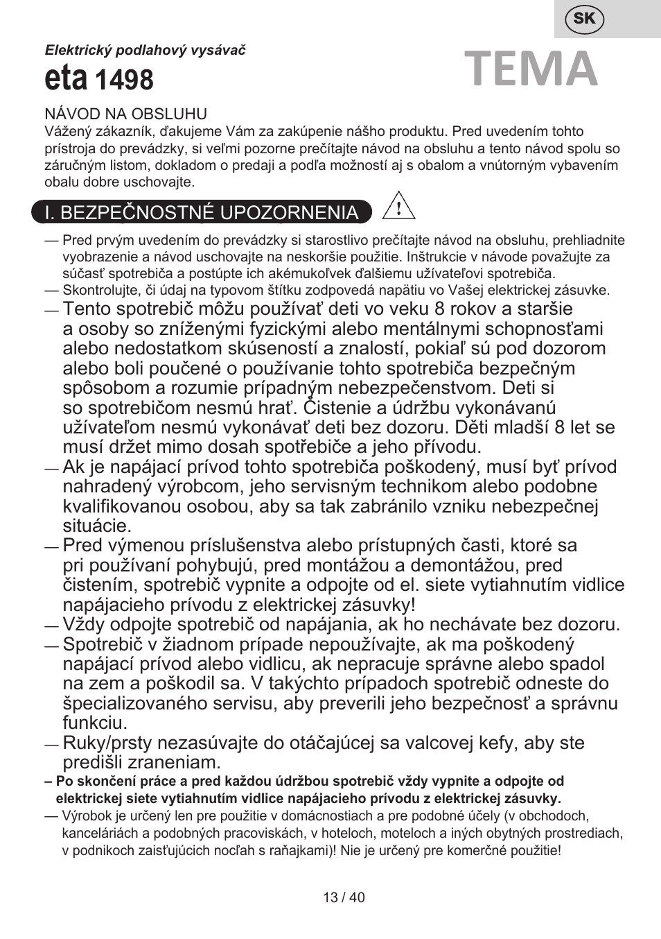 Tema | ETA Tema User Manual | Page 13 / 44