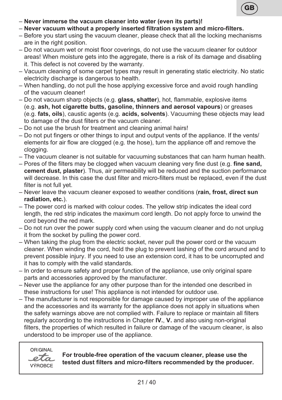 ETA Tema User Manual | Page 21 / 44