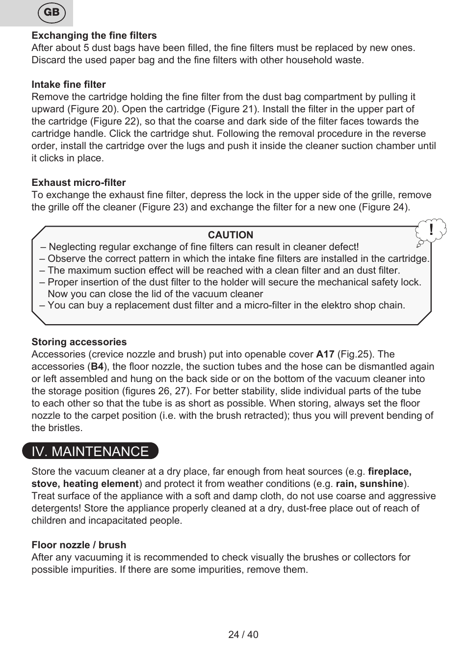 Iv. maintenance | ETA Tema User Manual | Page 24 / 44
