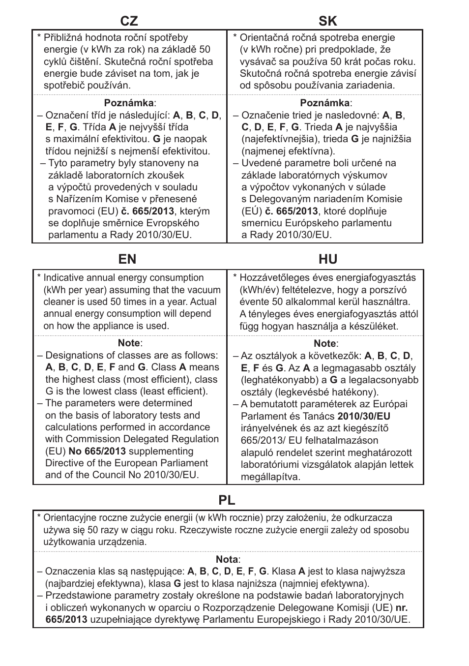 Pl en cz sk hu | ETA Tema User Manual | Page 42 / 44