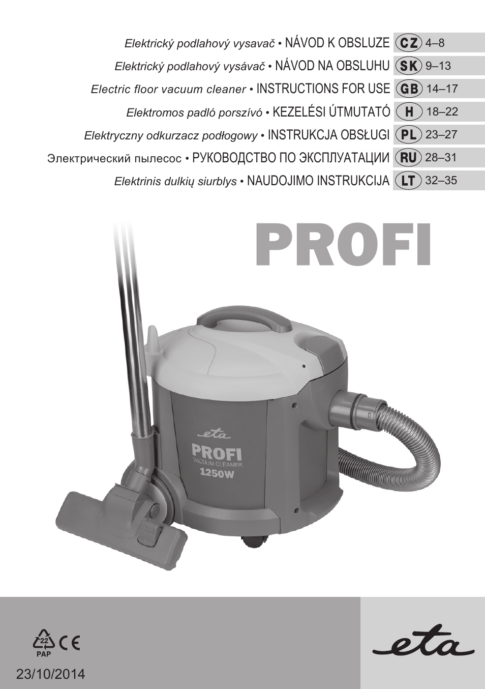 ETA Profi User Manual | 40 pages
