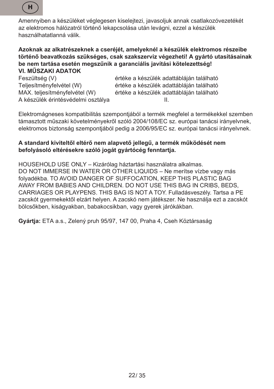 ETA Profi User Manual | Page 22 / 40