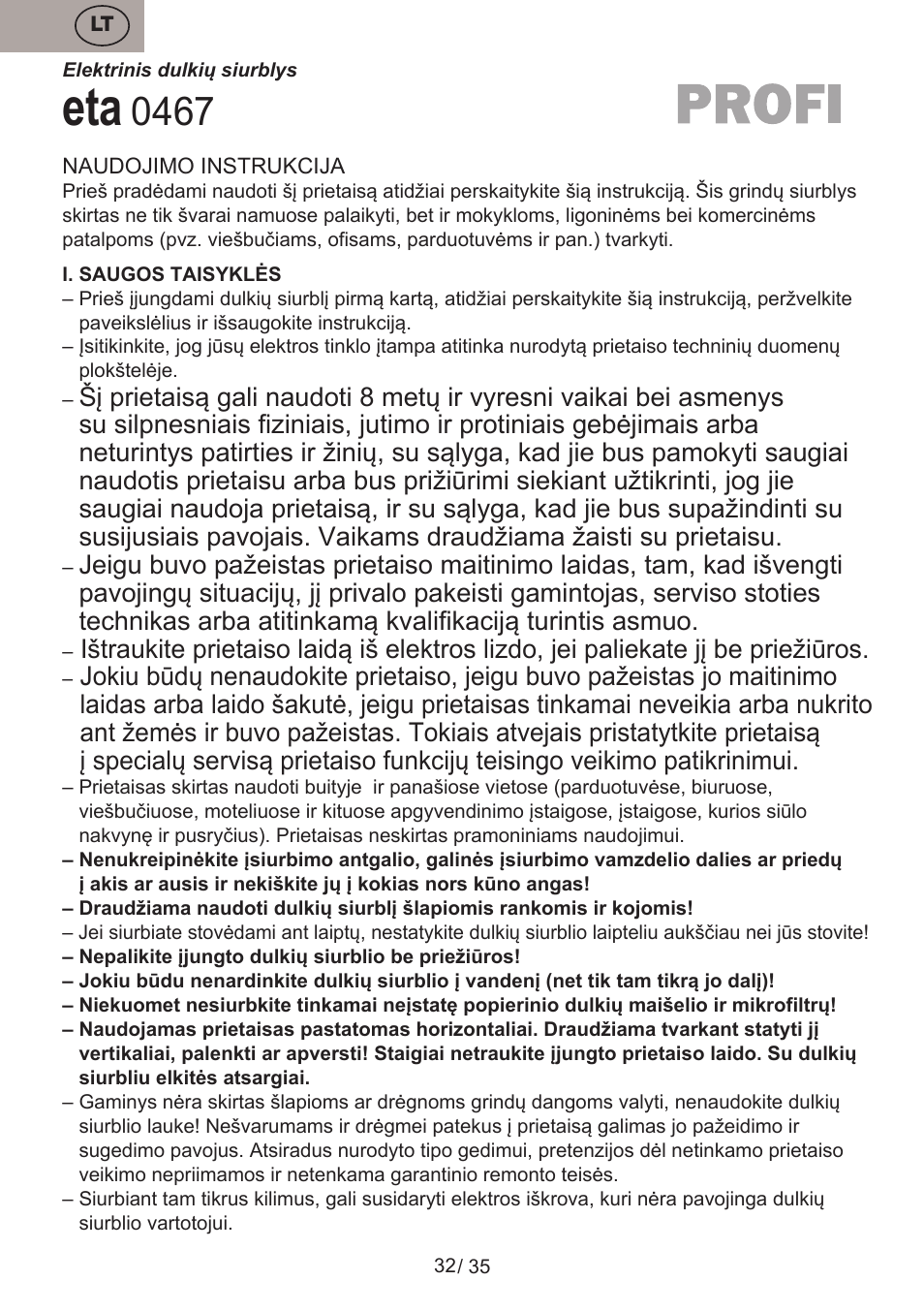 ETA Profi User Manual | Page 32 / 40