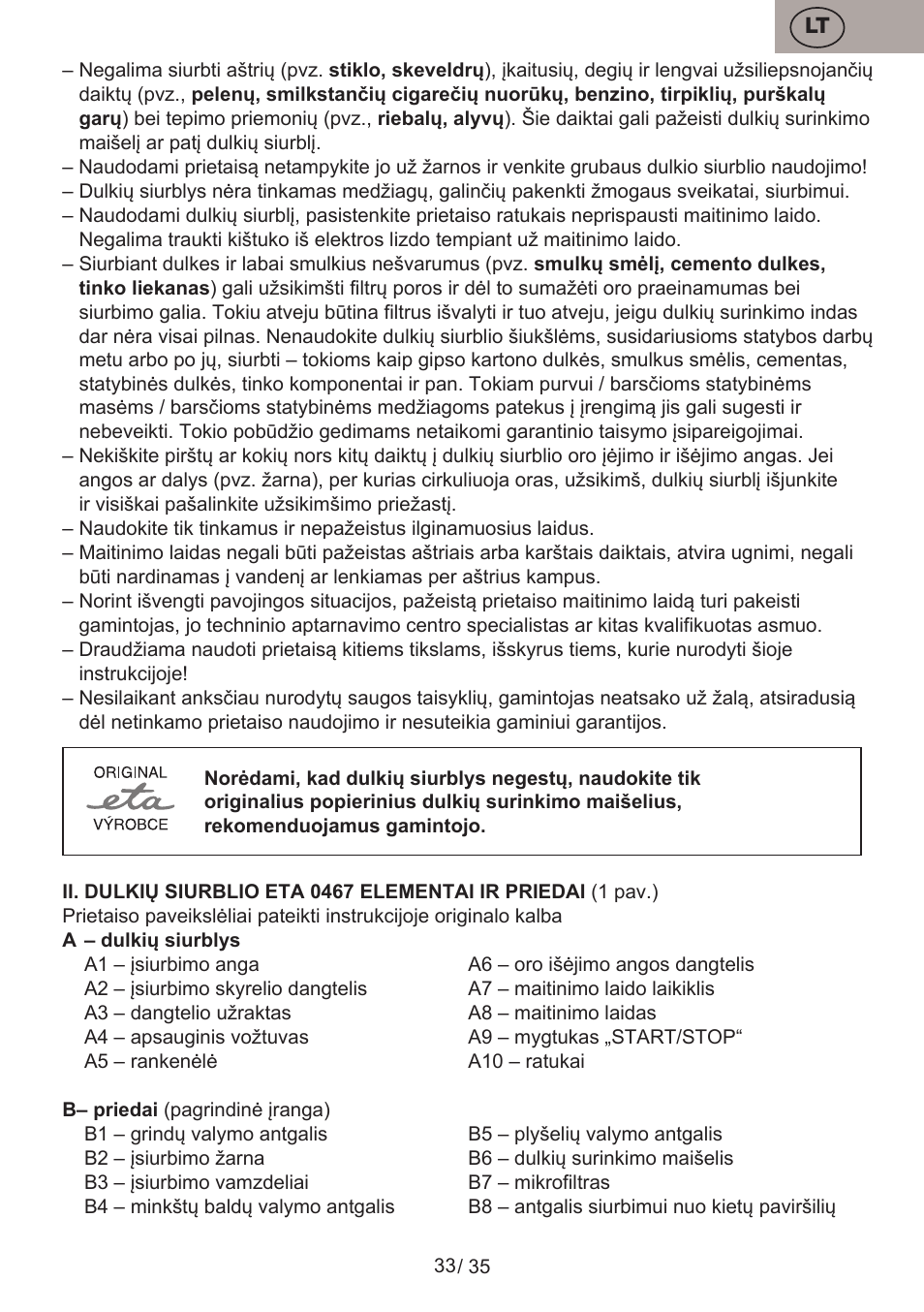 ETA Profi User Manual | Page 33 / 40