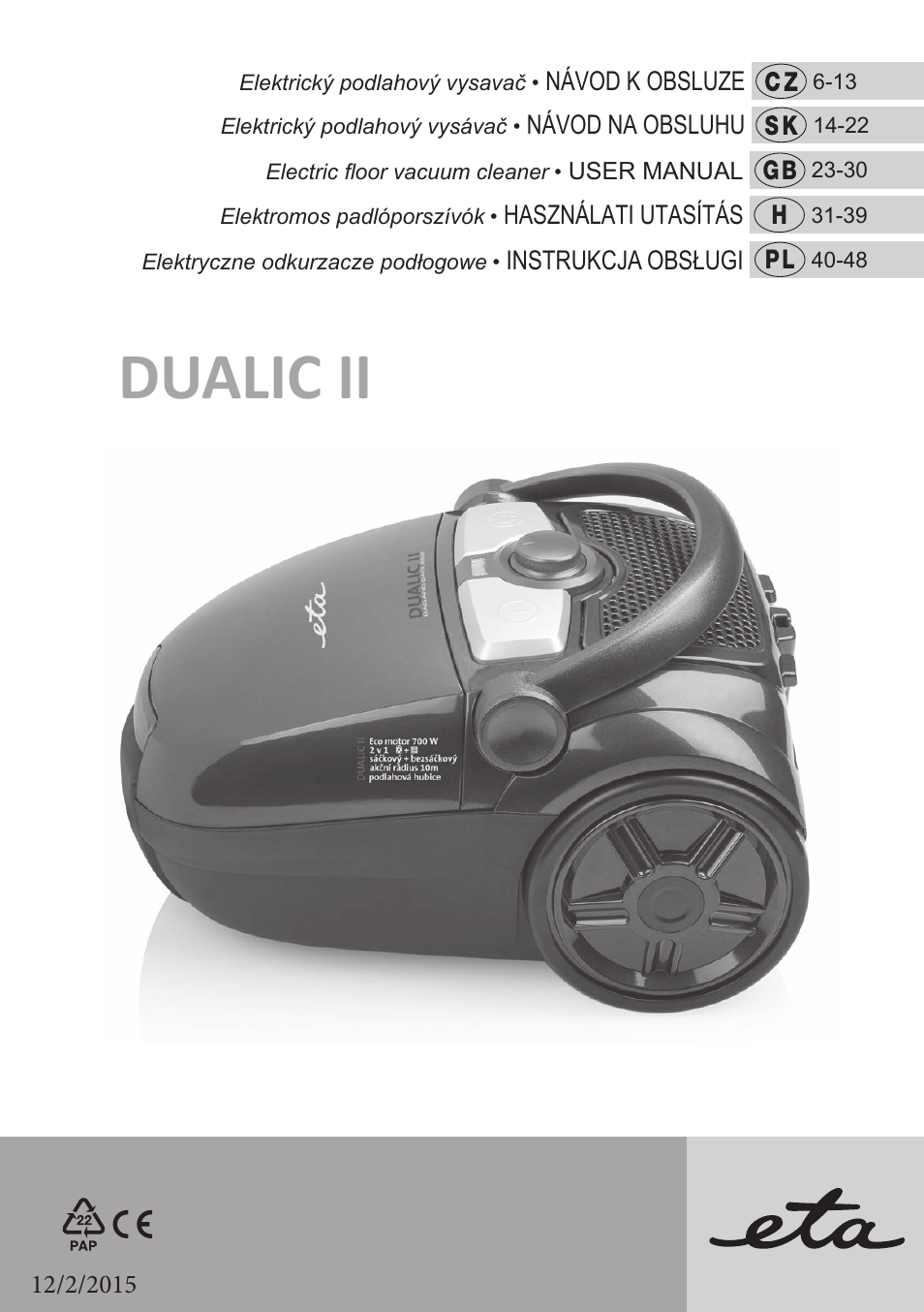 ETA Dualic II User Manual | 52 pages